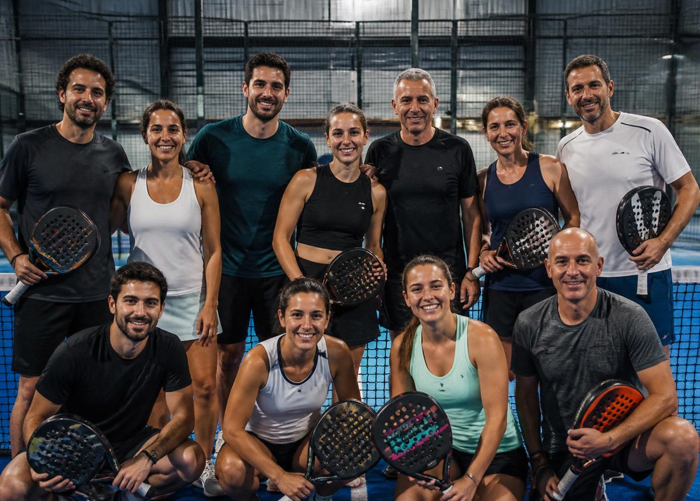 Spelers van verschillende leeftijden samen op het terrein na een clubtraining